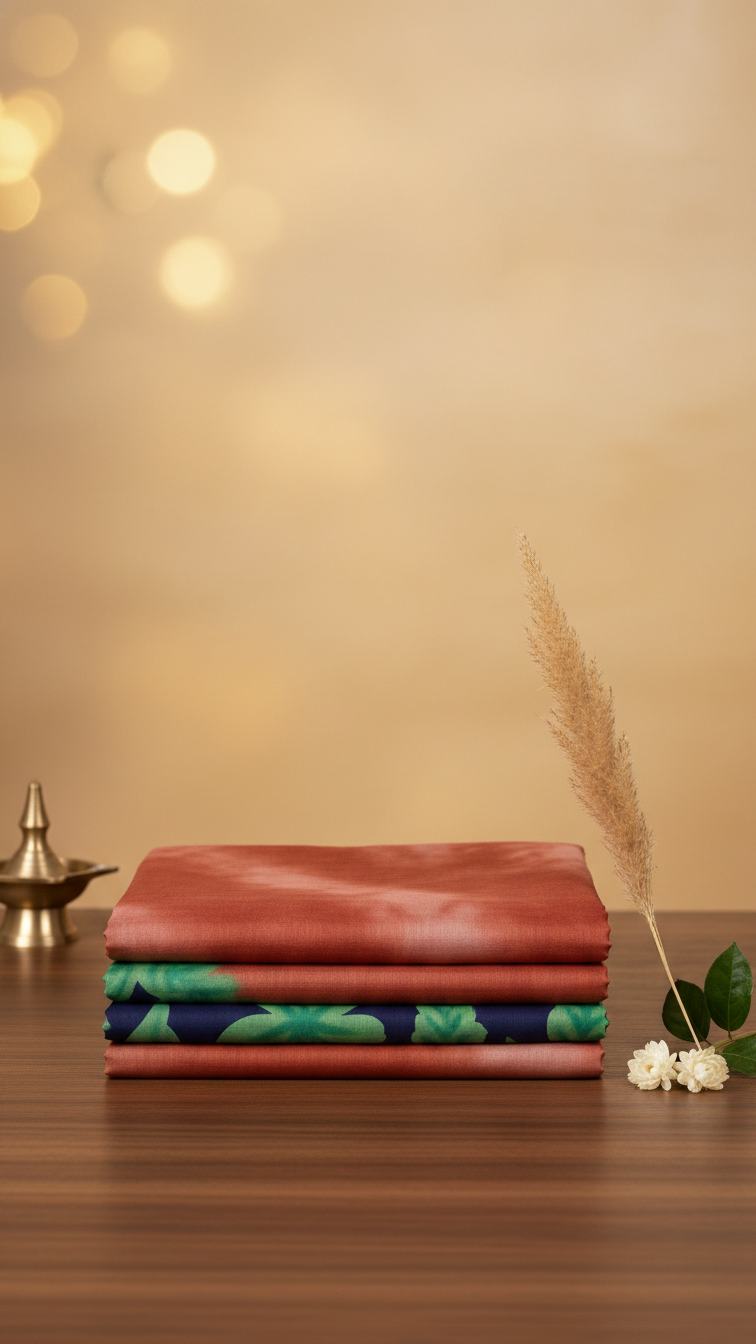 Rust Terracotta Rasmalai Cotton Saree | Bold Tropical Leaf Print Border | Blouse Piece Included