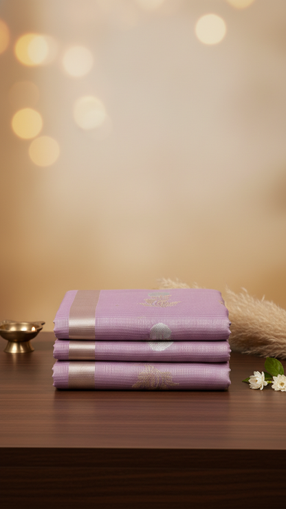 Kota Tissue Saree | Woven Silver Zari Butis & Floral Border | Blouse Piece Included | 2 Colours